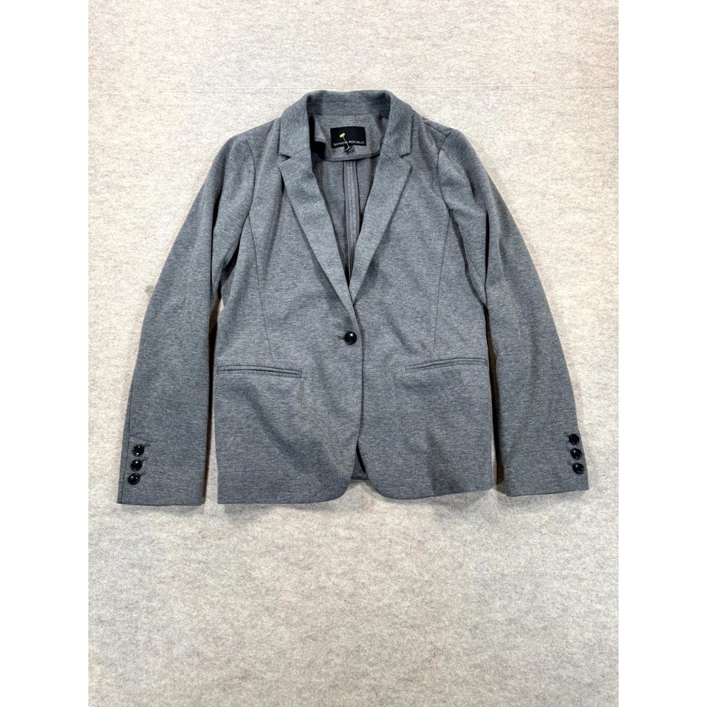 Banana Republic Blazer Womens 8 Heather Gray Notch Lapel Single Breasted Jacket